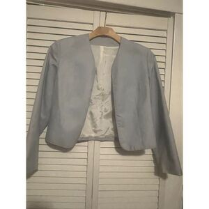 BOSTON TRAVELER Womens Size 16 Blazer Suit Jacket VINTAGE USA Cropped Open Front
